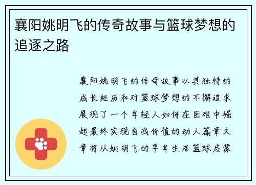 襄阳姚明飞的传奇故事与篮球梦想的追逐之路